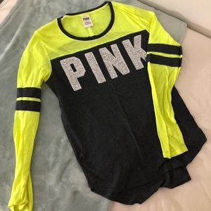 Neon Green and Gray Pink Long-Sleeve